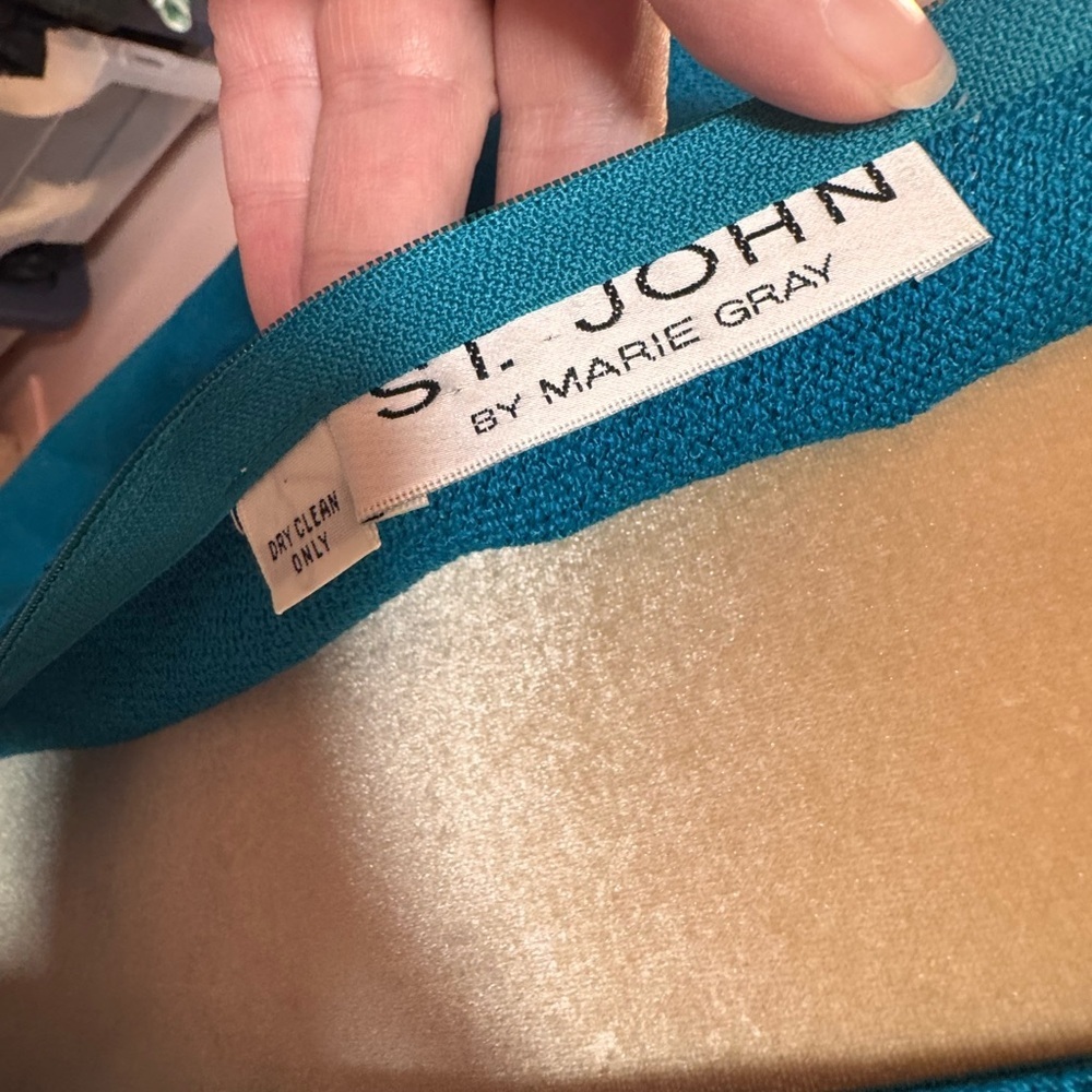 St. John Teal Long Sleeve Dress with Sequin detail - Picture 10 of 12